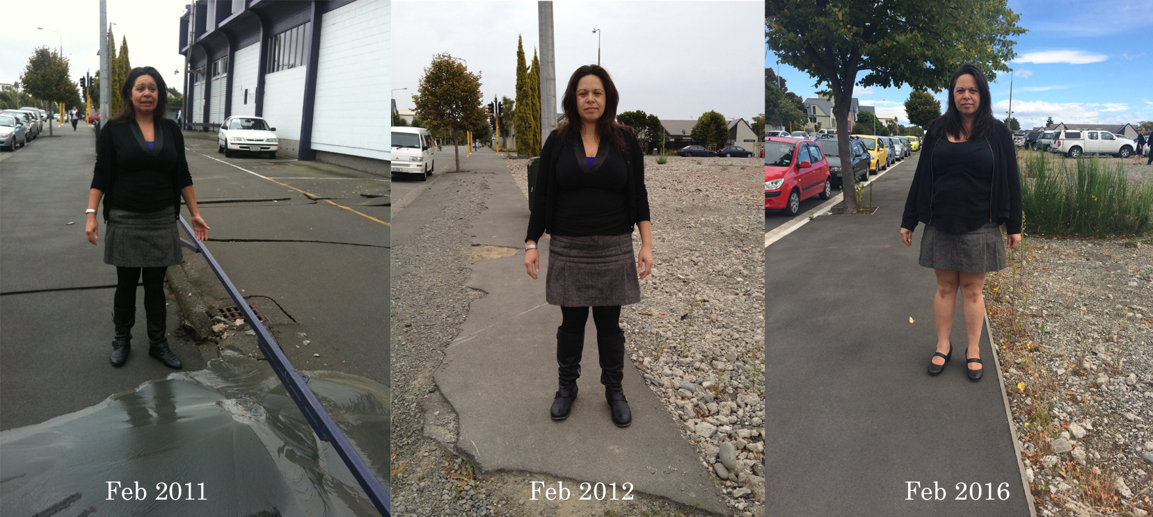 Me in the same spot in 3 different years